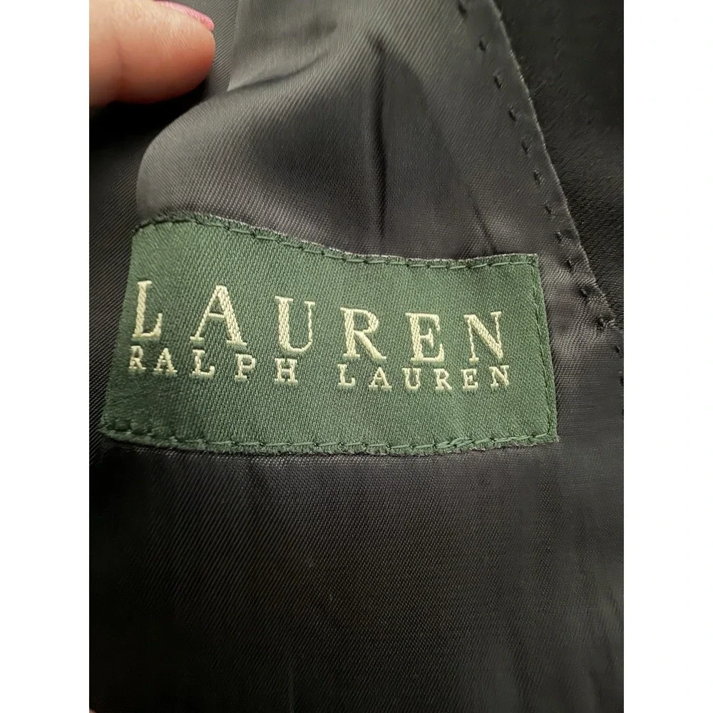 Lauren Ralph Lauren Size 46L Black 100% Wool Button Blazer Coat Mens #CCC11-1